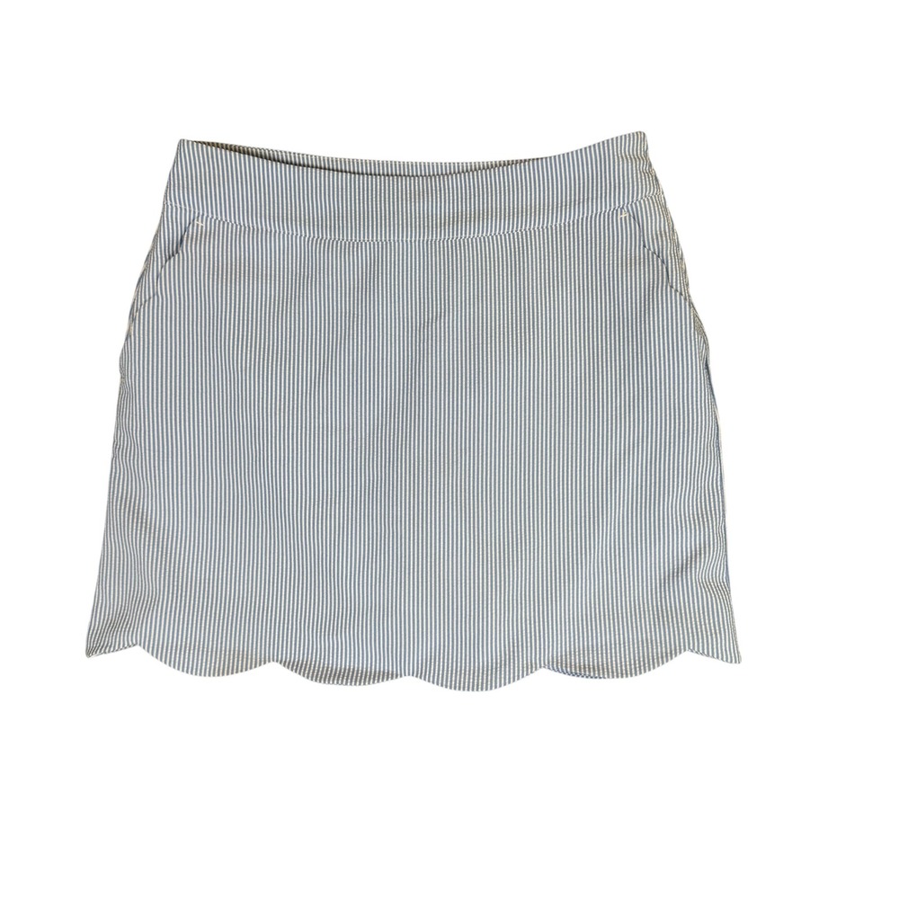Vineyard Vines Performance Seersucker Scalloped Skort Blue White Stripe Size 2